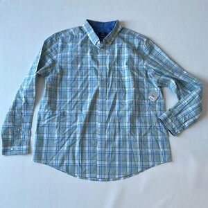 George blue green plaid button down shirt NWT 2XL
